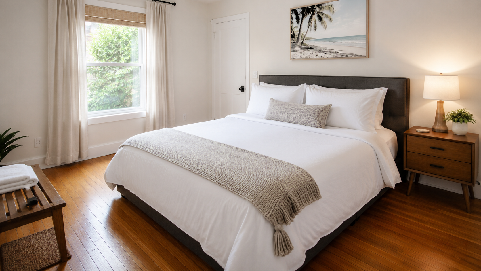 Host-ready Airbnb bedroom staged by Pro Shine Elite