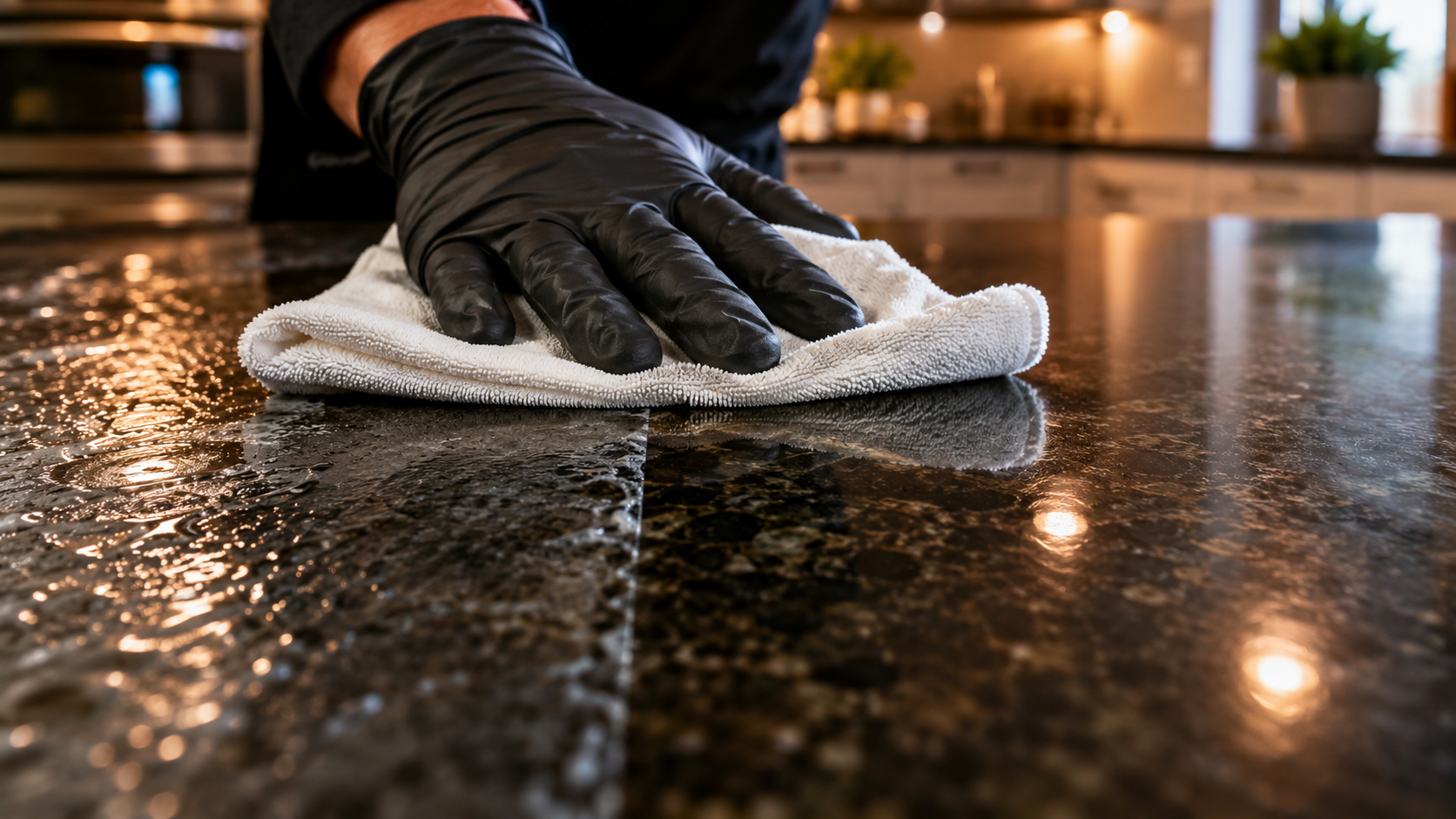 Pro Shine Elite professional detail cleaning on granite surface